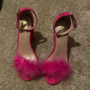 Hot pink heels with ankle strap size 6.5 woman